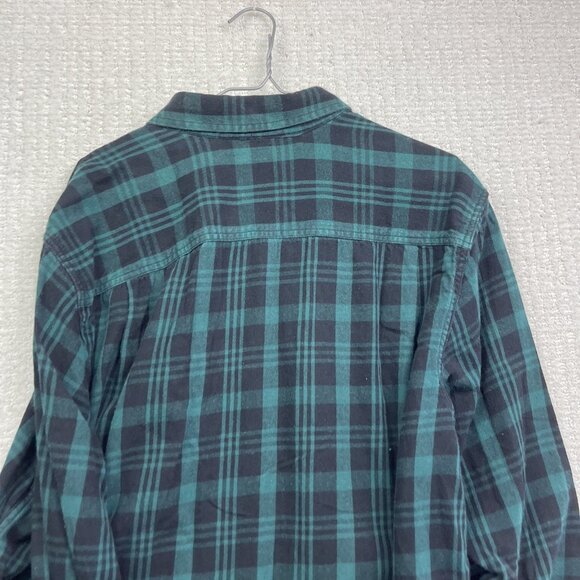 Faded Glory Green / Blue Plaid Flannel Long Sleeve Button Up Mens L Outdoor - Picture 12 of 14